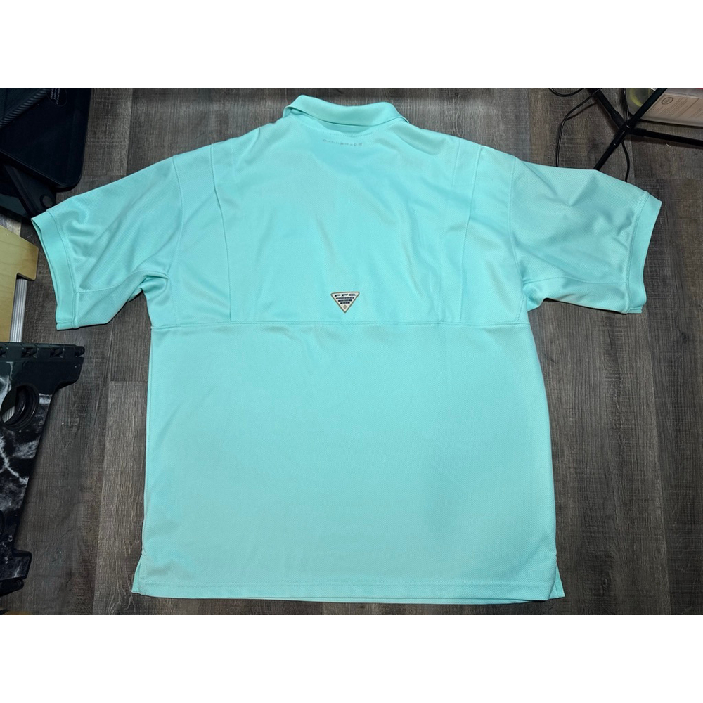Men's Columbia Light Blue PFG Polo Shirt XL - Picture 4 of 5